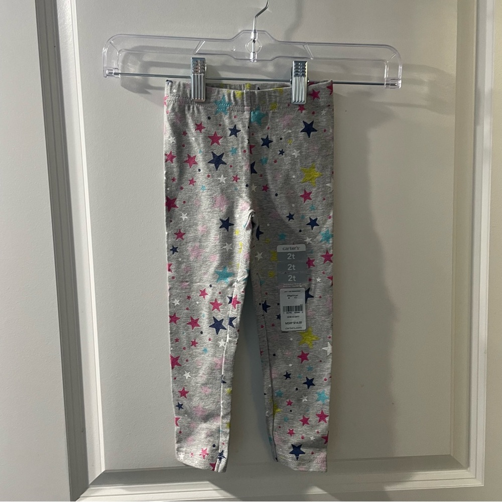 Carter's Gray Leggings with Colorful Stars